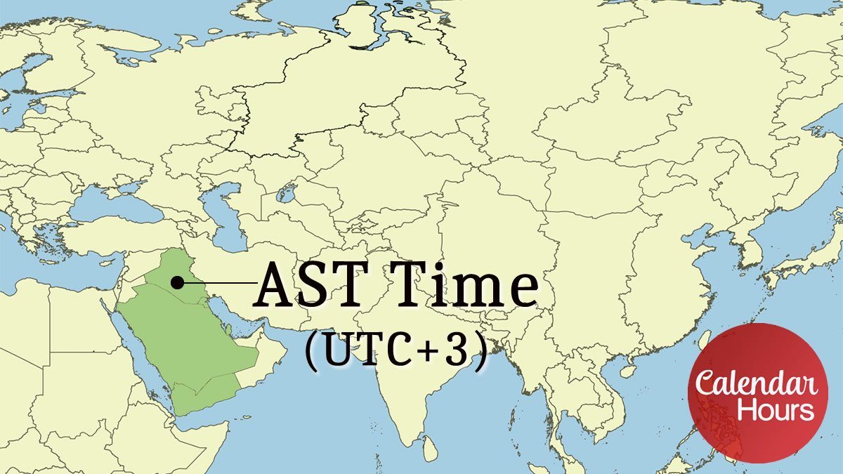 AST Arabia Time Zone Map