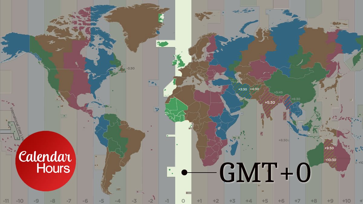 GMT+0 Time Zone Map