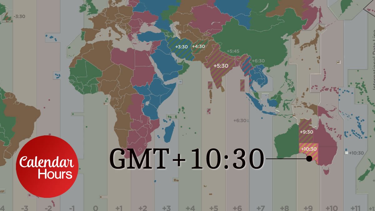 GMT+10:30 Time Zone Map