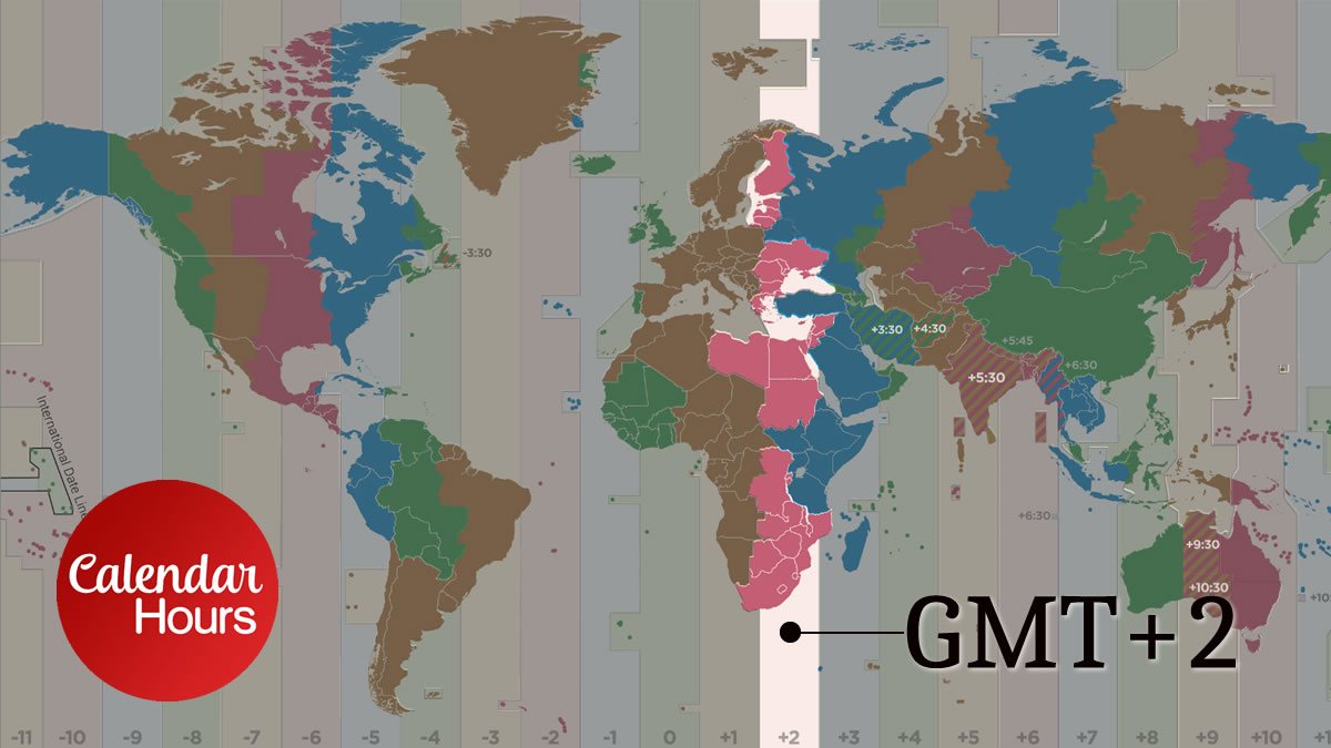 GMT+2 Time Zone Map