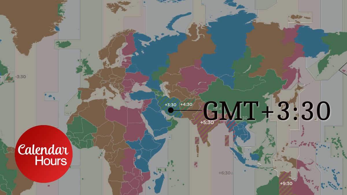 GMT+3:30 Time Zone Map