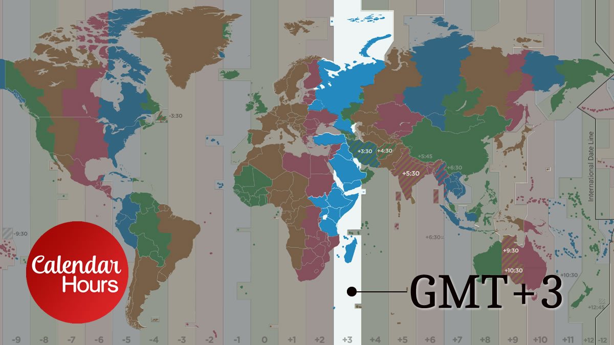 GMT+3 Time Zone Map