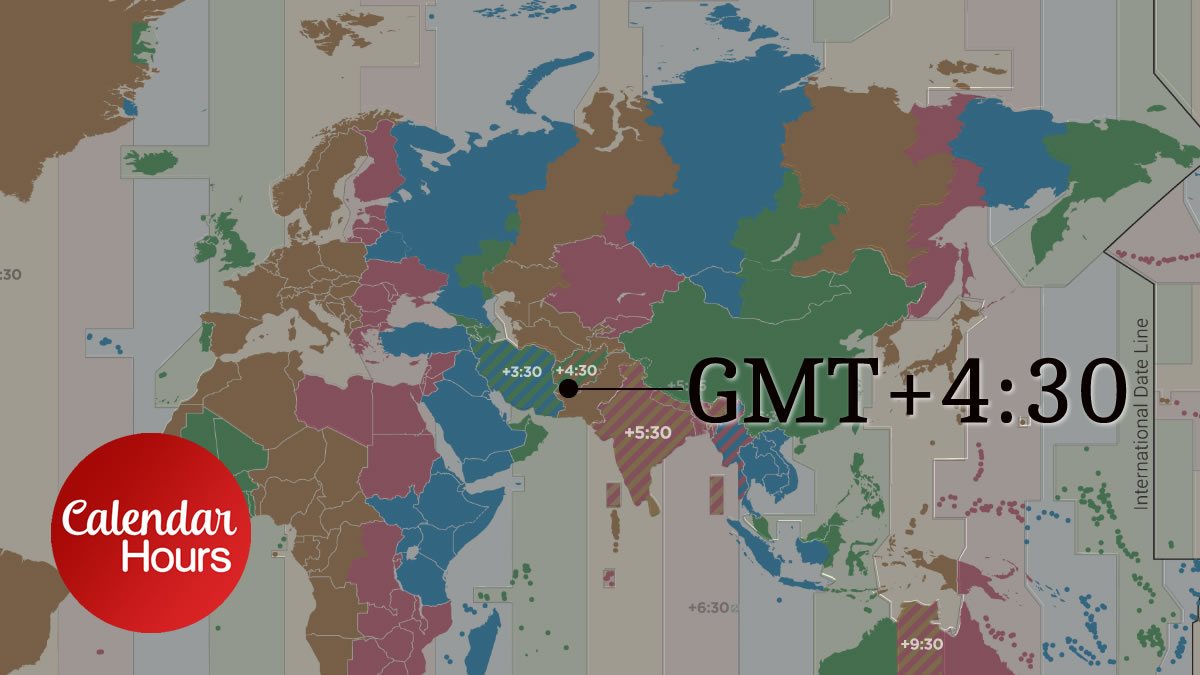 GMT+4:30 Time Zone Map