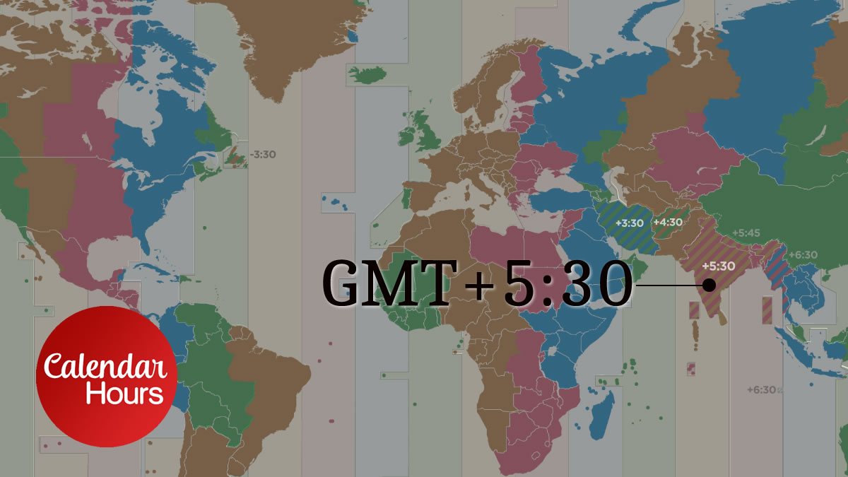 GMT+5:30 Time Zone Map
