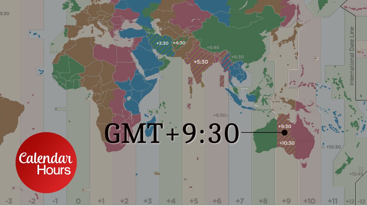GMT+9:30 Time Zone Map
