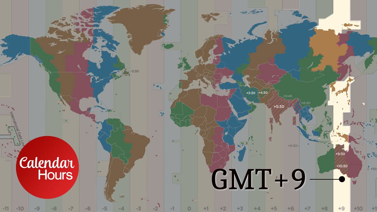 GMT+9 Time Zone Map