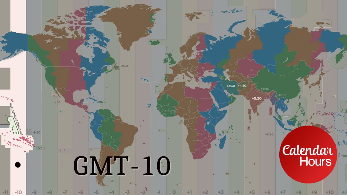 GMT-10 Time Zone Map