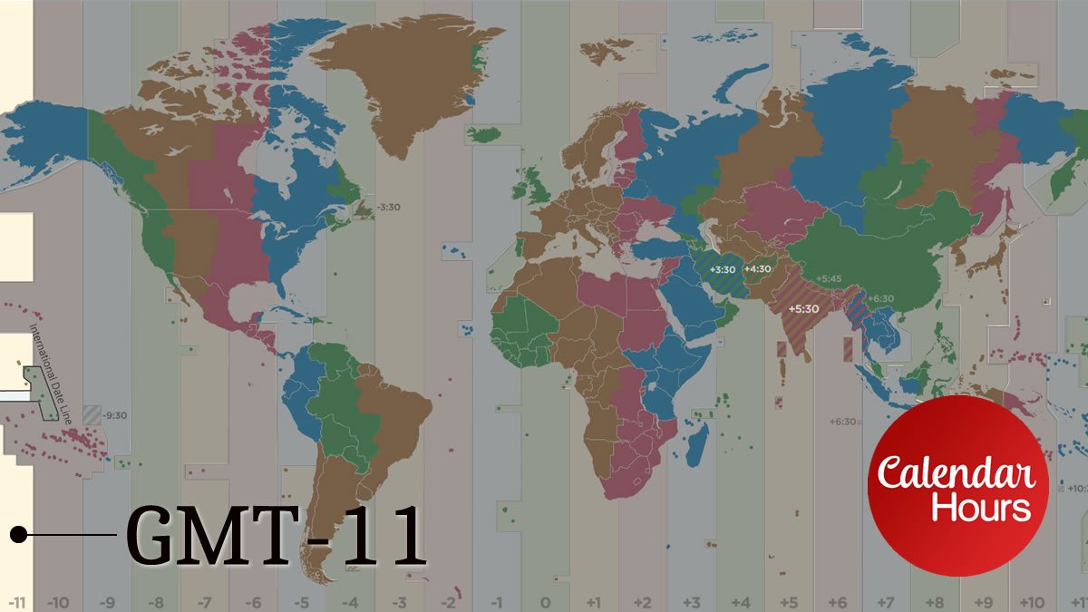 GMT-11 Time Zone Map