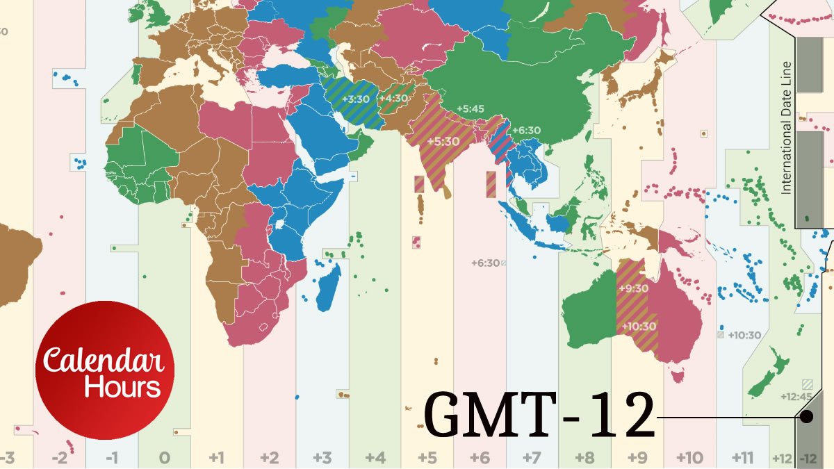 GMT-12 Time Zone Map