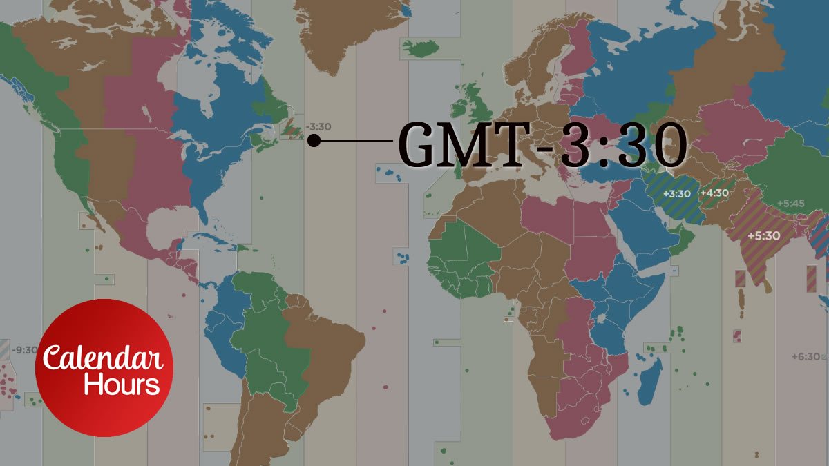 GMT-3:30 Time Zone Map