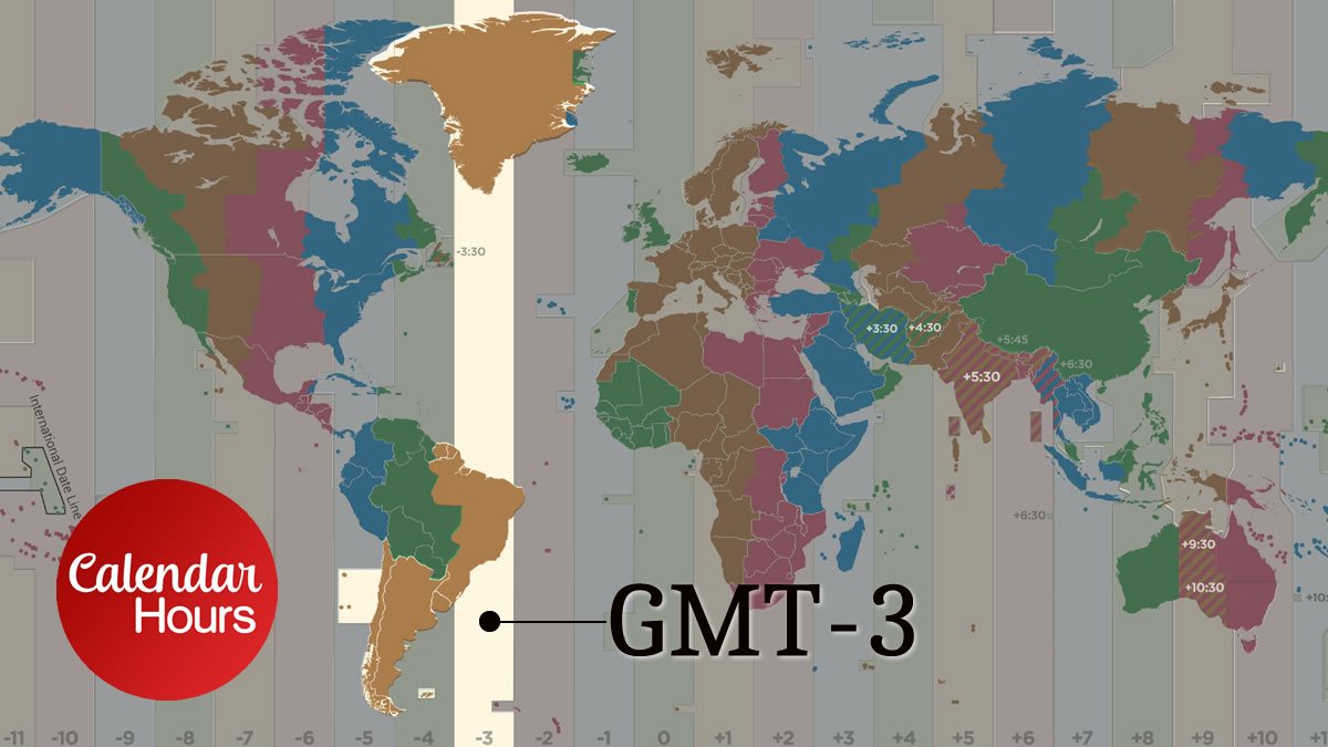GMT-3 Time Zone Map
