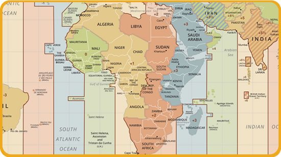 Printable Africa Time Zone Map