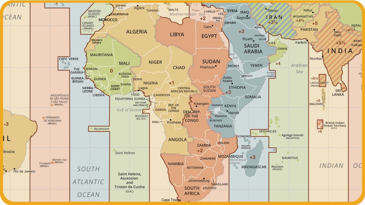 Free Africa Time Zone Map