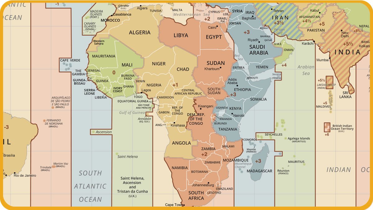 Africa Time Zone Map 