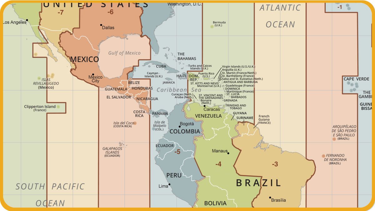 Map Of The Caribbean Region Time Zones Map Images And Photos Finder