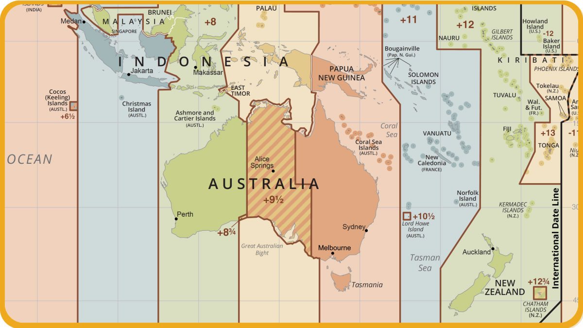 Free Oceania Time Zone Map