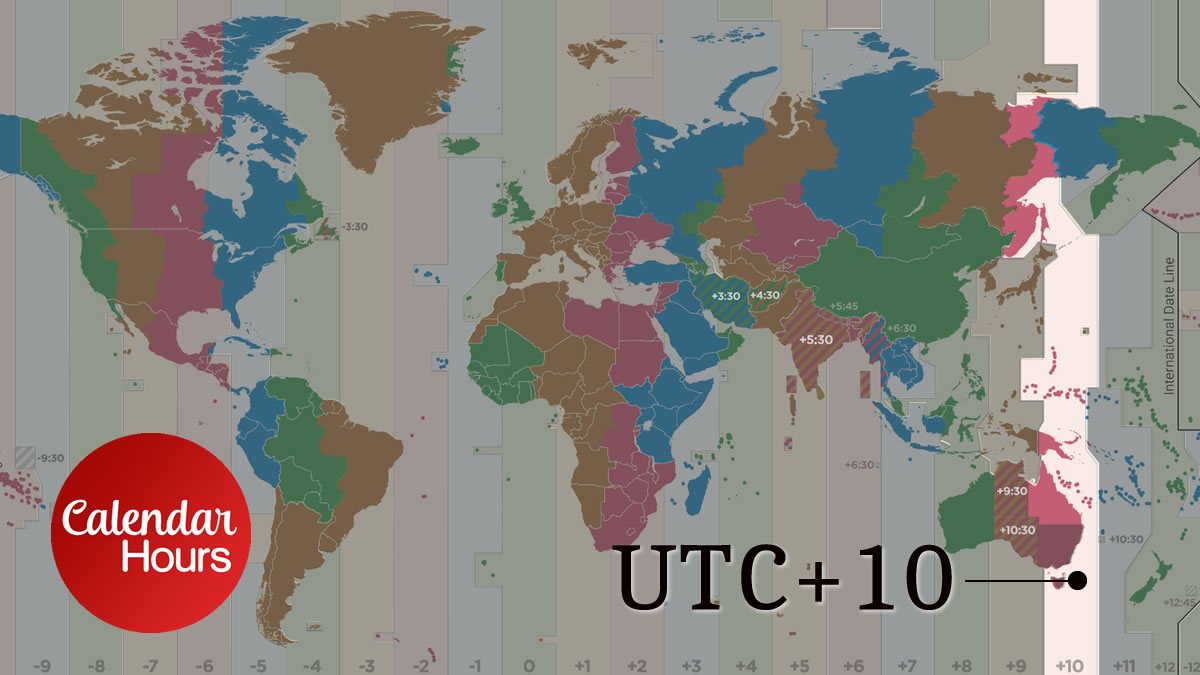 UTC+10 Time Zone Map