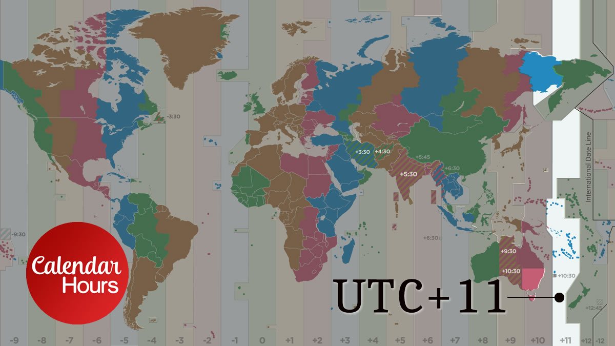 UTC+11 Time Zone Map