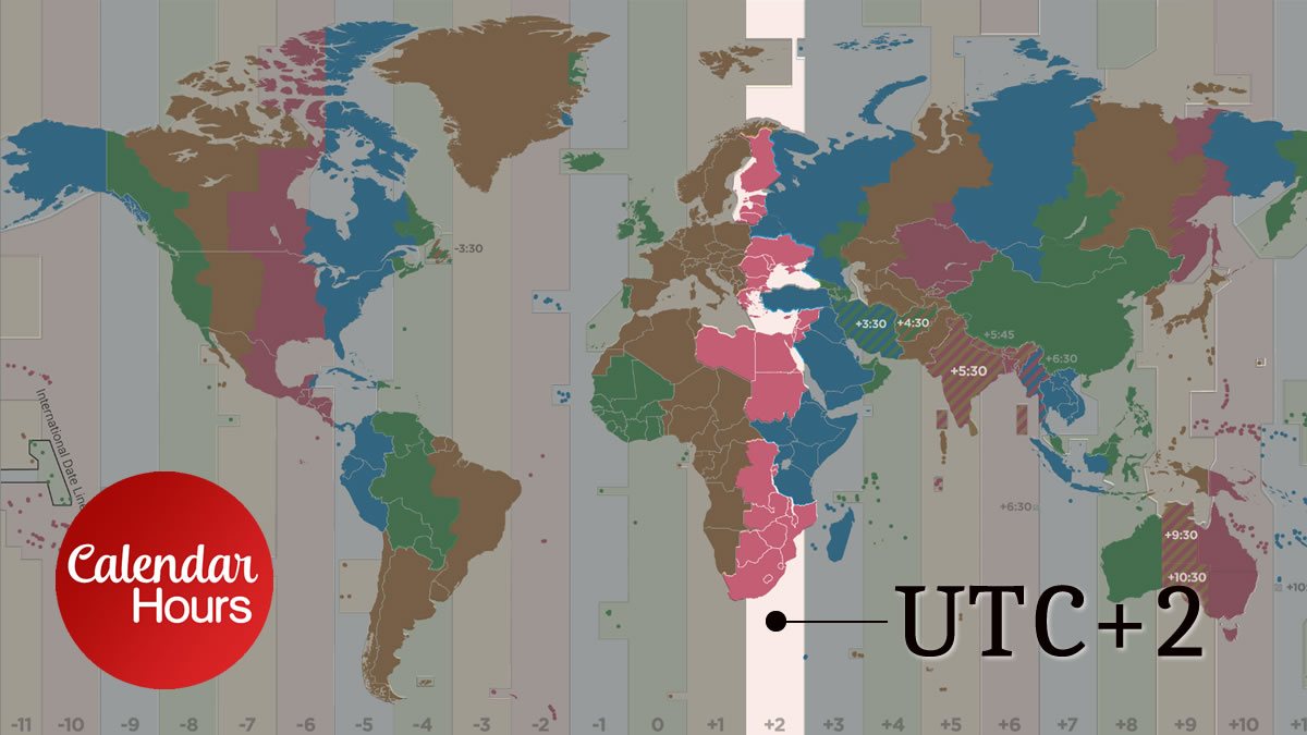 UTC+2 Time Zone Map