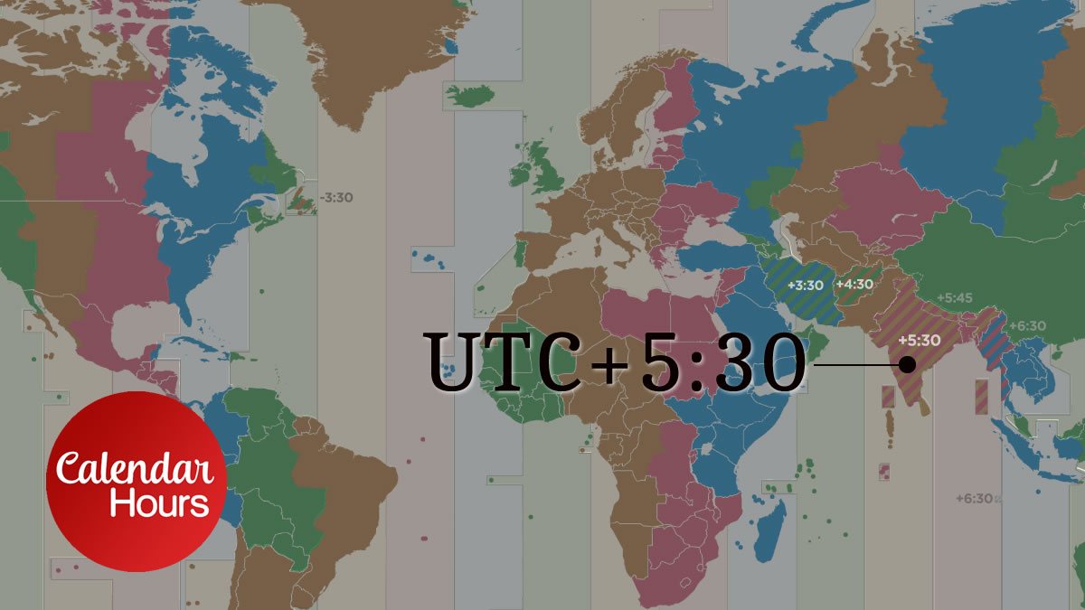 UTC+5:30 Time Zone Map