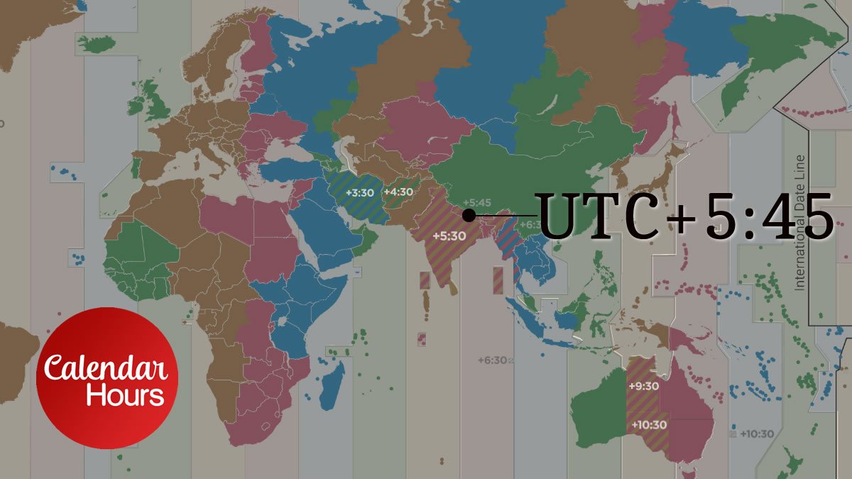 UTC+5:45 Time Zone Map