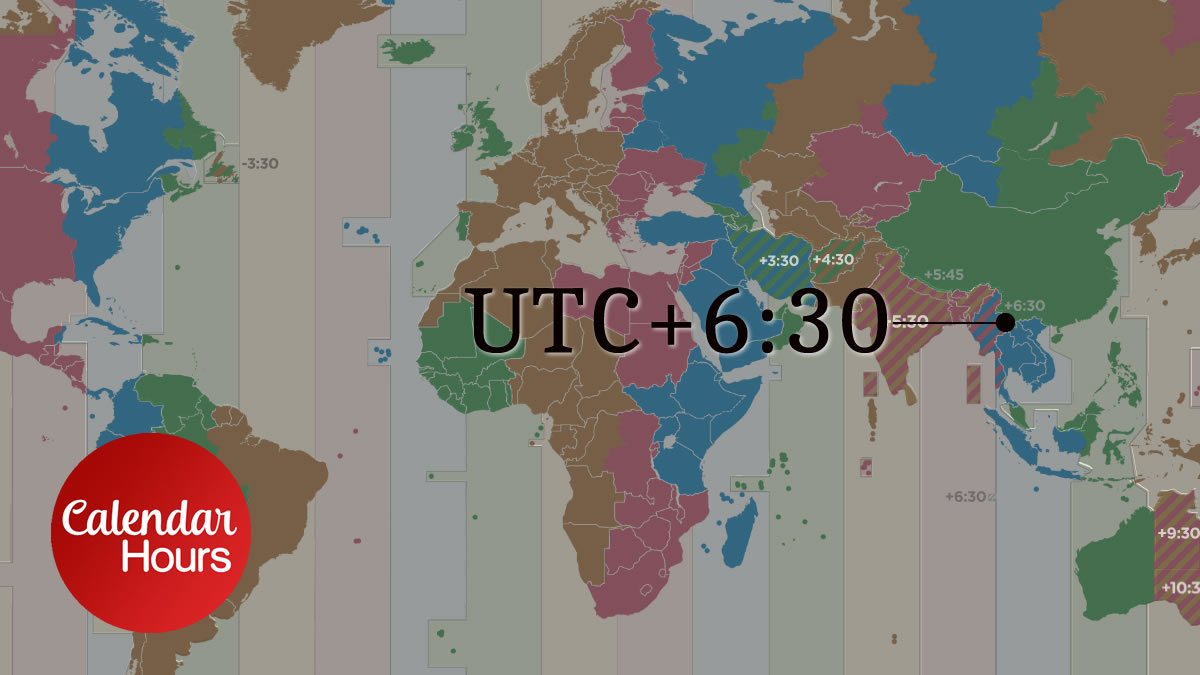 UTC+6:30 Time Zone Map