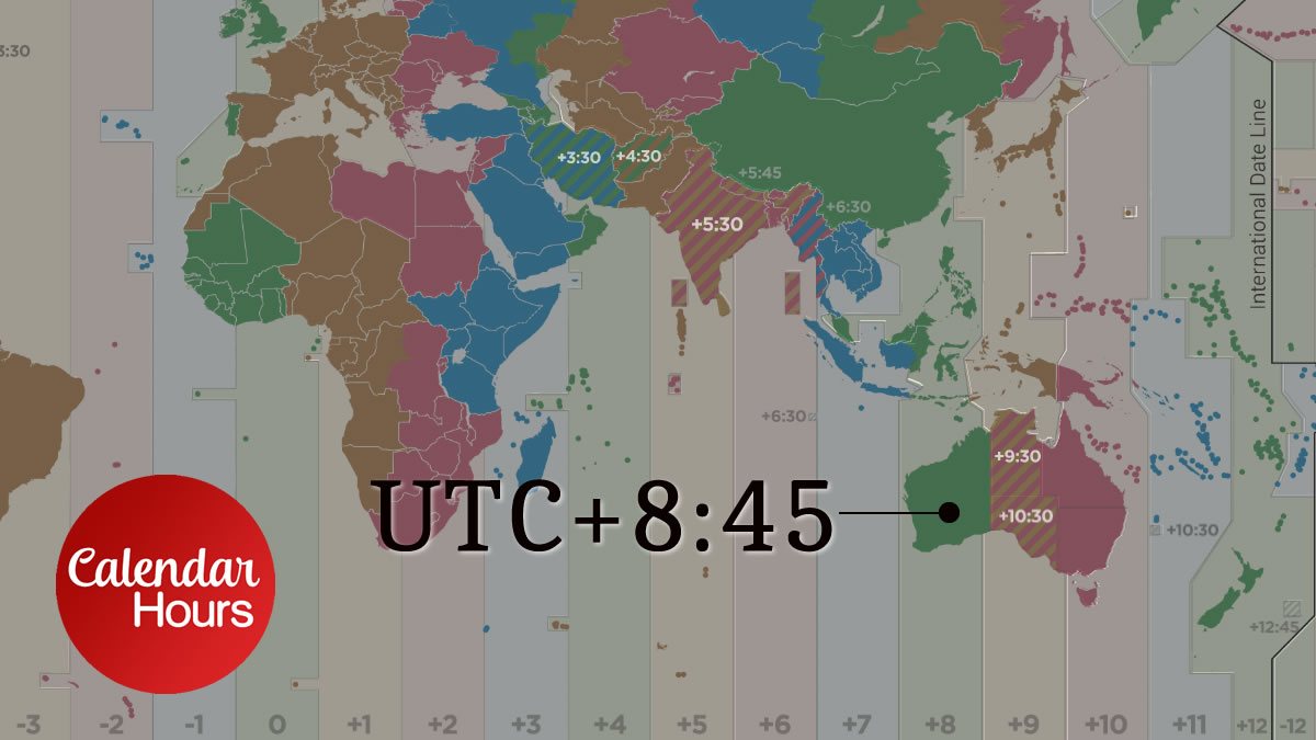 UTC+8:45 Time Zone Map