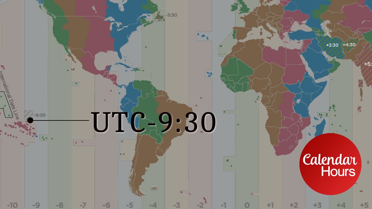 UTC-9:30 Time Zone Map