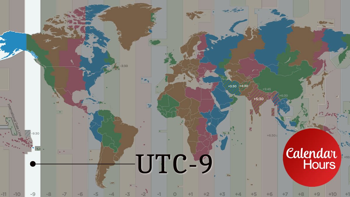 UTC-9 Time Zone Map